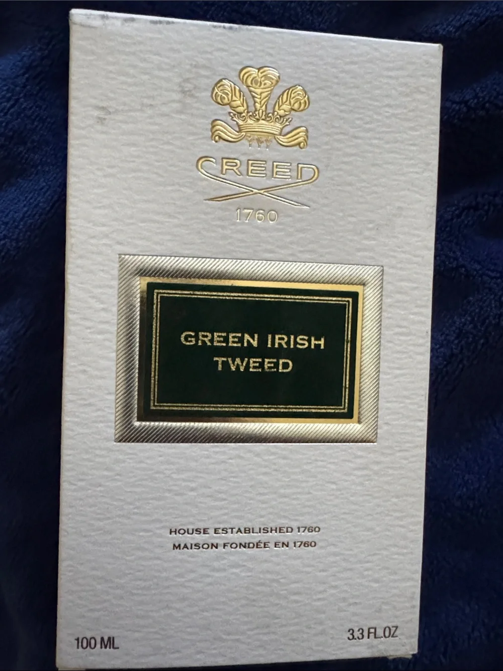 Creed Green Irish Tweed Box - White, Green & Gold Accents